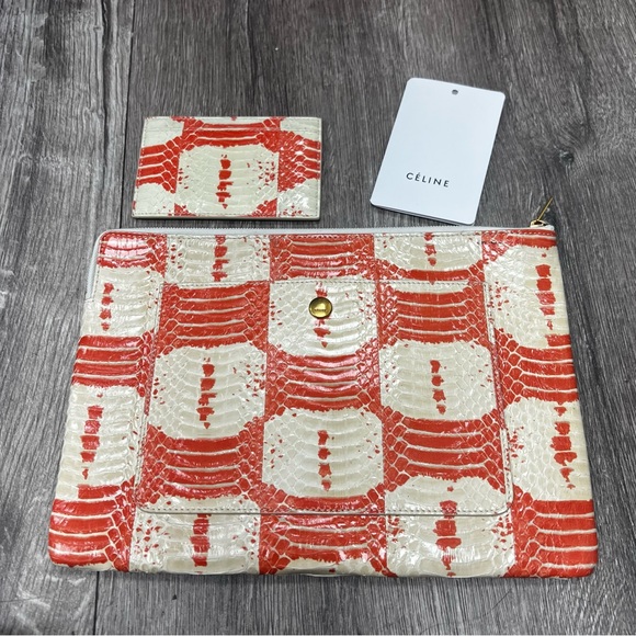 NWT Celine Snakeskin Clutch and Card Case - Picture 1 of 9